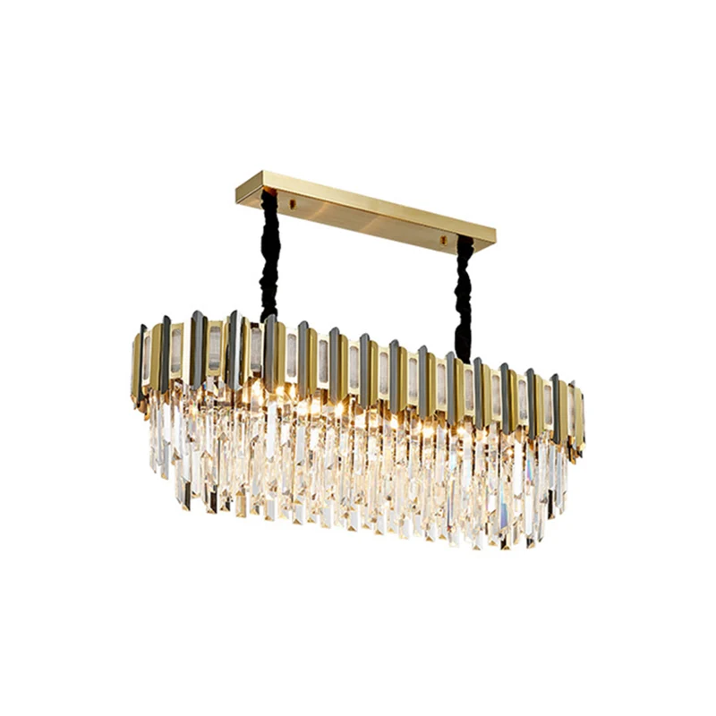 Gouden kroonluchter met meerdere niveaus, lichte eenvoud, heldere kristallen hanglamp voor woonkamer Clearhalo