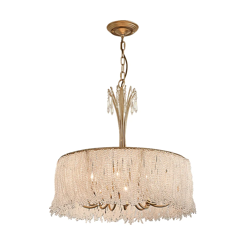 Gouden kwastje kroonluchter hanglamp postmoderne stijl kristallen hanglamp voor woonkamer Clearhalo
