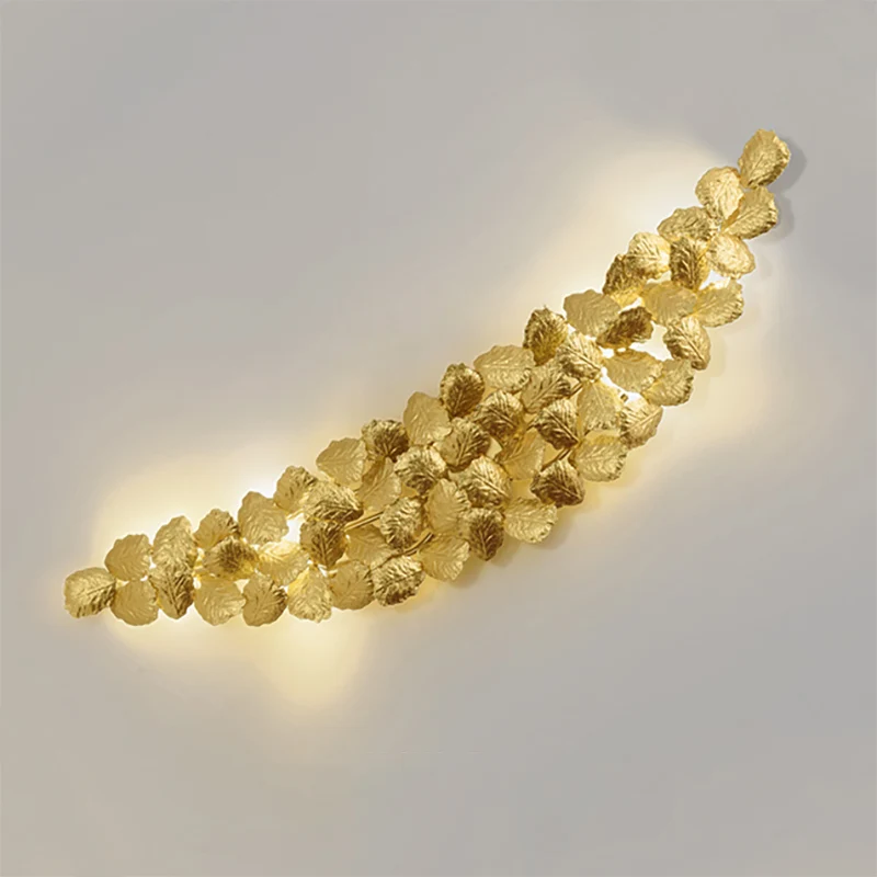 Gouden 6 lampen wandkandelaar lamp moderne stijl aluminium blad design wandverlichting voor woonkamer Clearhalo