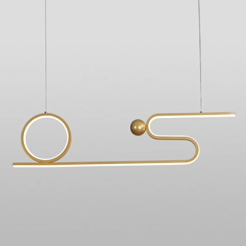 Gouden lineaire eilandverlichting minimalistische stijl metalen LED-plafondhanglamp voor restaurant Clearhalo