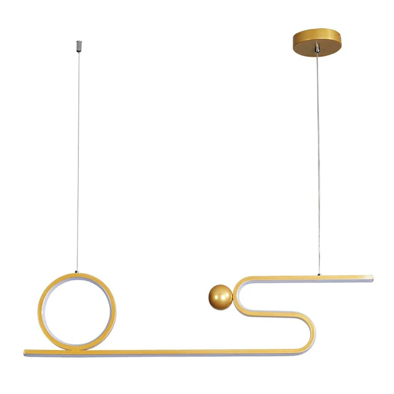 Gouden lineaire eilandverlichting minimalistische stijl metalen LED-plafondhanglamp voor restaurant Clearhalo