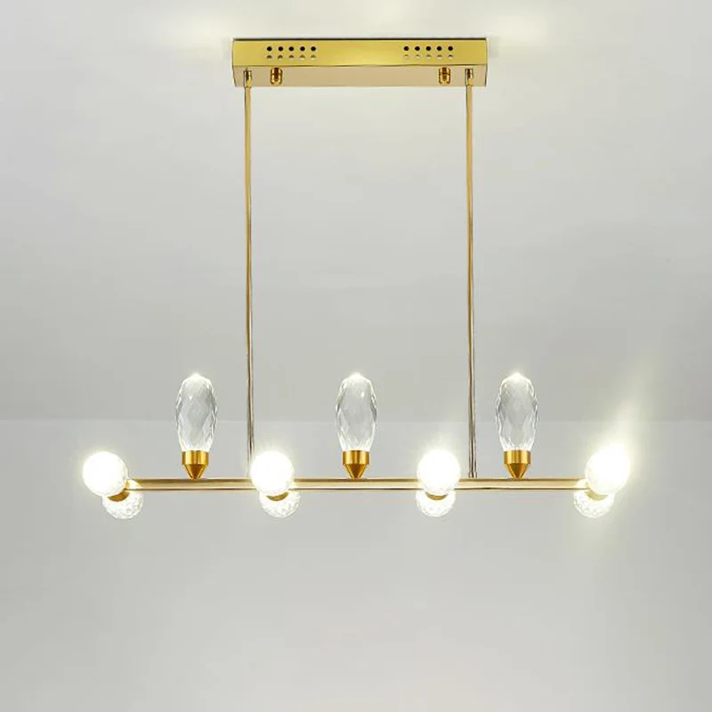 Gouden lineaire kroonluchter hanglamp modernisme 11/14 koppen LED kristallen hanglamp voor eettafel, 23,5 "/29,5" lang Cle...
