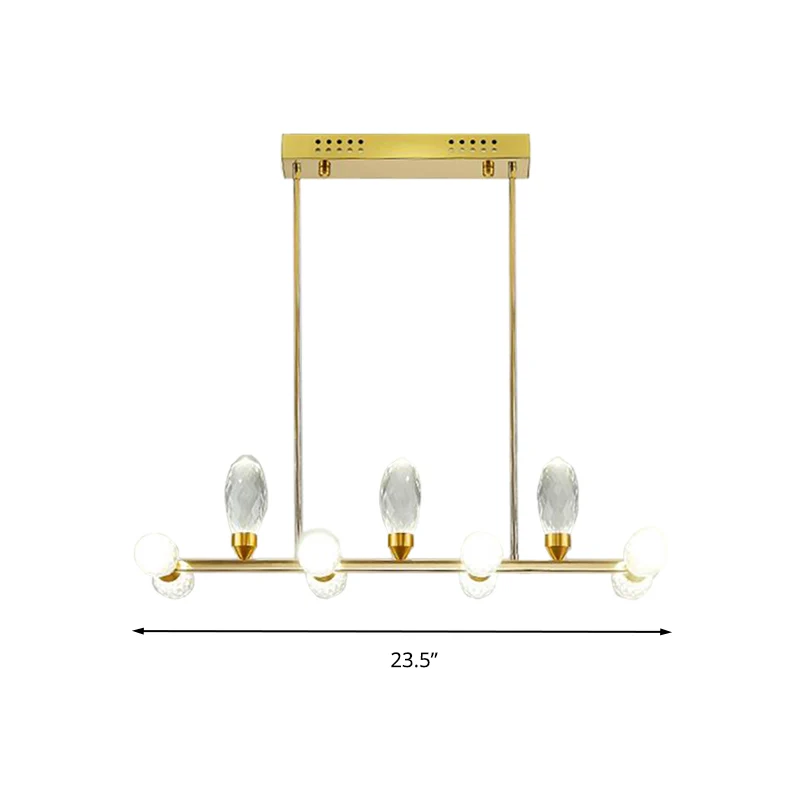 Gouden lineaire kroonluchter hanglamp modernisme 11/14 koppen LED kristallen hanglamp voor eettafel, 23,5 "/29,5" lang Cle...
