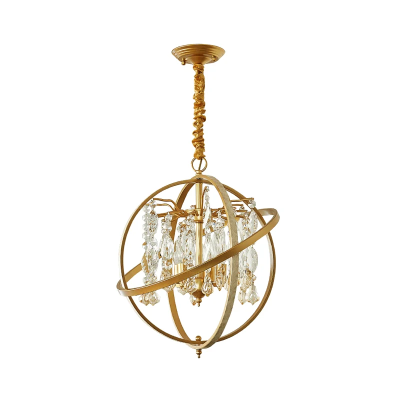 Gouden Orb hanglampset Hedendaagse 5-lichts metalen plafondkroonluchter met kristallen accent Clearhalo