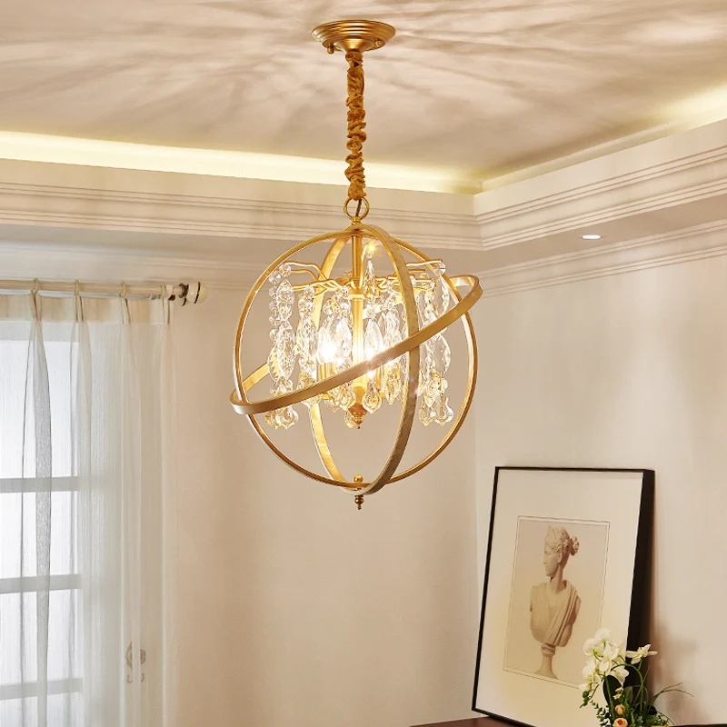 Gouden Orb hanglampset Hedendaagse 5-lichts metalen plafondkroonluchter met kristallen accent Clearhalo