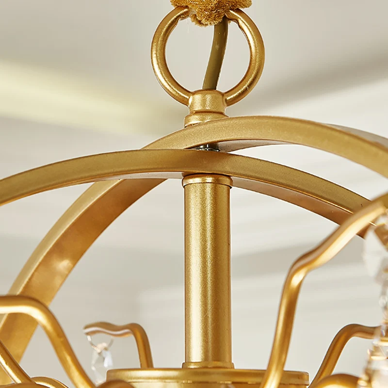 Gouden Orb hanglampset Hedendaagse 5-lichts metalen plafondkroonluchter met kristallen accent Clearhalo