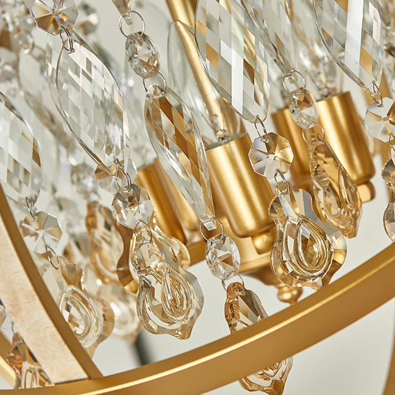 Gouden Orb hanglampset Hedendaagse 5-lichts metalen plafondkroonluchter met kristallen accent Clearhalo