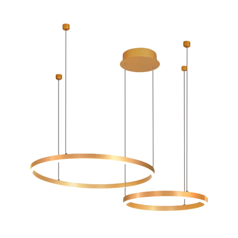 Gouden ring hangende kroonluchter moderne 2/3/4 lichten acryl led hangende plafondlamp wit/warm licht Clearhalo