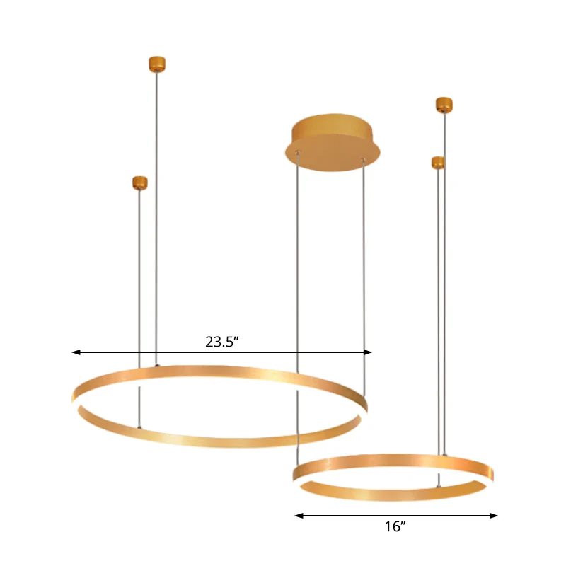 Gouden ring hangende kroonluchter moderne 2/3/4 lichten acryl led hangende plafondlamp wit/warm licht Clearhalo