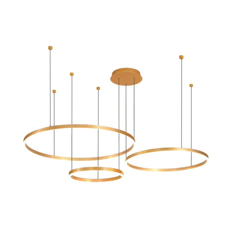 Gouden ring hangende kroonluchter moderne 2/3/4 lichten acryl led hangende plafondlamp wit/warm licht Clearhalo