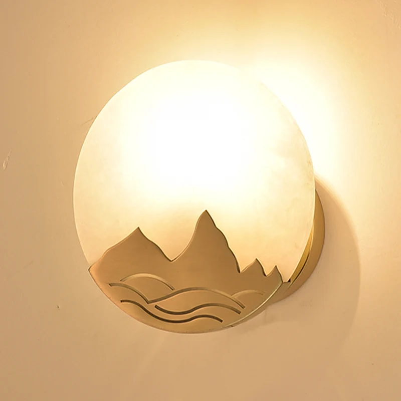 Gouden ring inbouw kolonialistisch marmer 1 kop woonkamer wandmontage licht Clearhalo