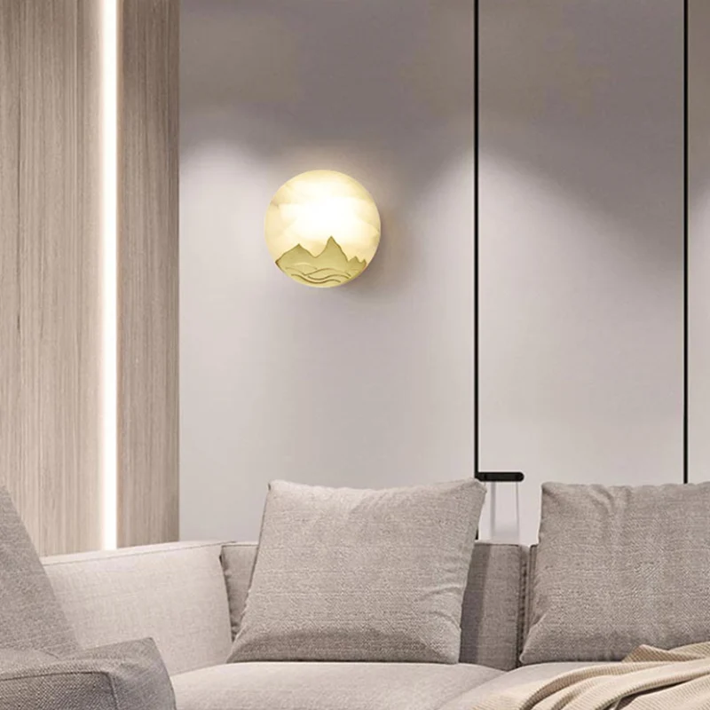 Gouden ring inbouw kolonialistisch marmer 1 kop woonkamer wandmontage licht Clearhalo