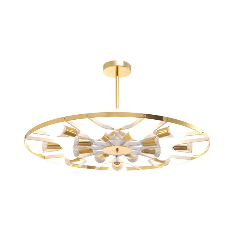 Gouden ring kale lamp kroonluchter 16 lampen post moderne metalen plafondlamp Clearhalo