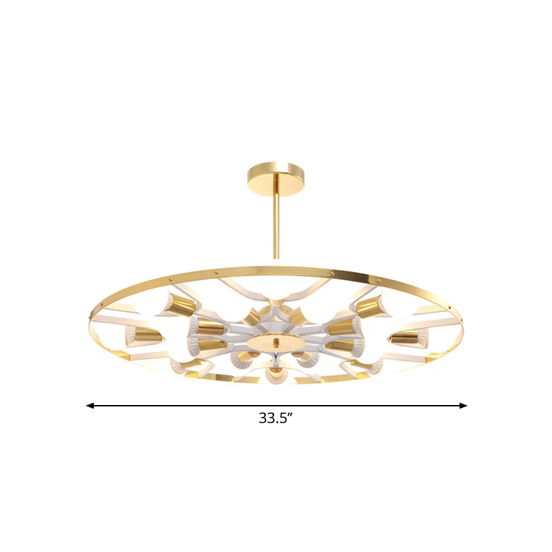Gouden ring kale lamp kroonluchter 16 lampen post moderne metalen plafondlamp Clearhalo