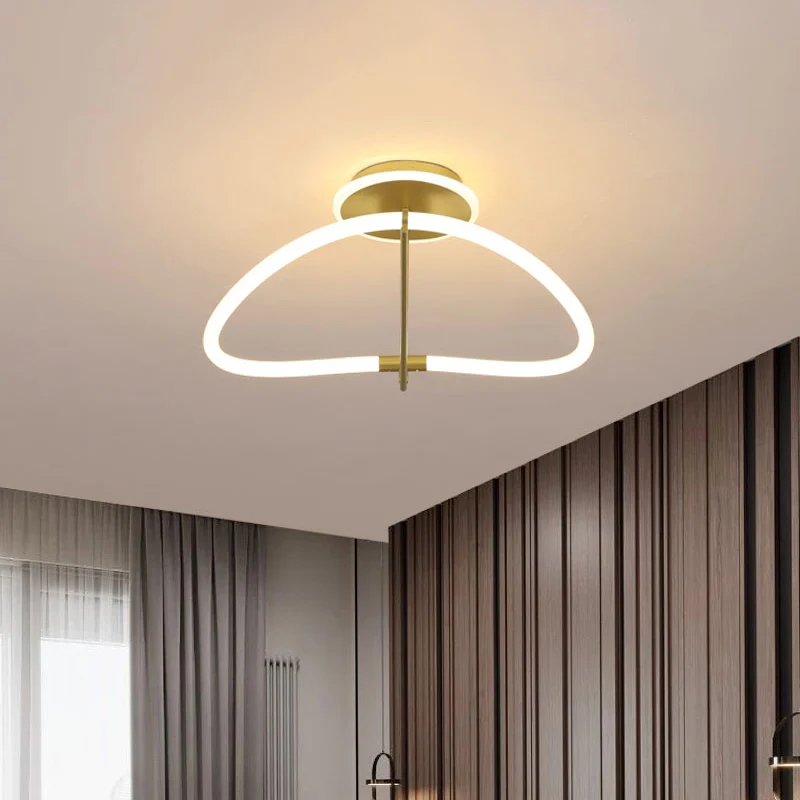 Gouden ring semi-inbouw hedendaagse LED-metaal dicht bij plafondlamp voor slaapkamer Clearhalo