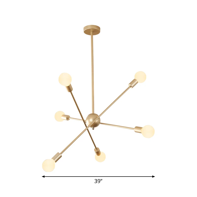 Gouden Spoetnik plafond hanglamp postmodernisme 6/8 lampen metalen kroonluchter licht Clearhalo