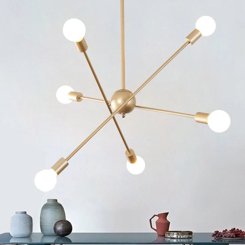Gouden Spoetnik plafond hanglamp postmodernisme 6/8 lampen metalen kroonluchter licht Clearhalo