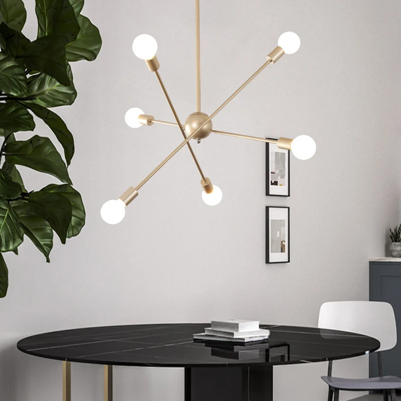 Gouden Spoetnik plafond hanglamp postmodernisme 6/8 lampen metalen kroonluchter licht Clearhalo