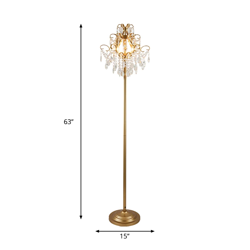 Gouden trapsgewijze vloerlamp, eigentijdse gefacetteerde kristallen staande lamp met 1 kop voor salon Clearhalo