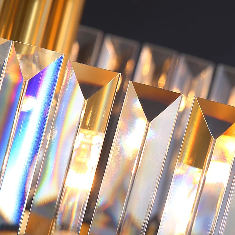 Gouden trommelvormige ophangverlichting Traditionele kristallen restaurantkroonluchter met 4 lampen Clearhalo