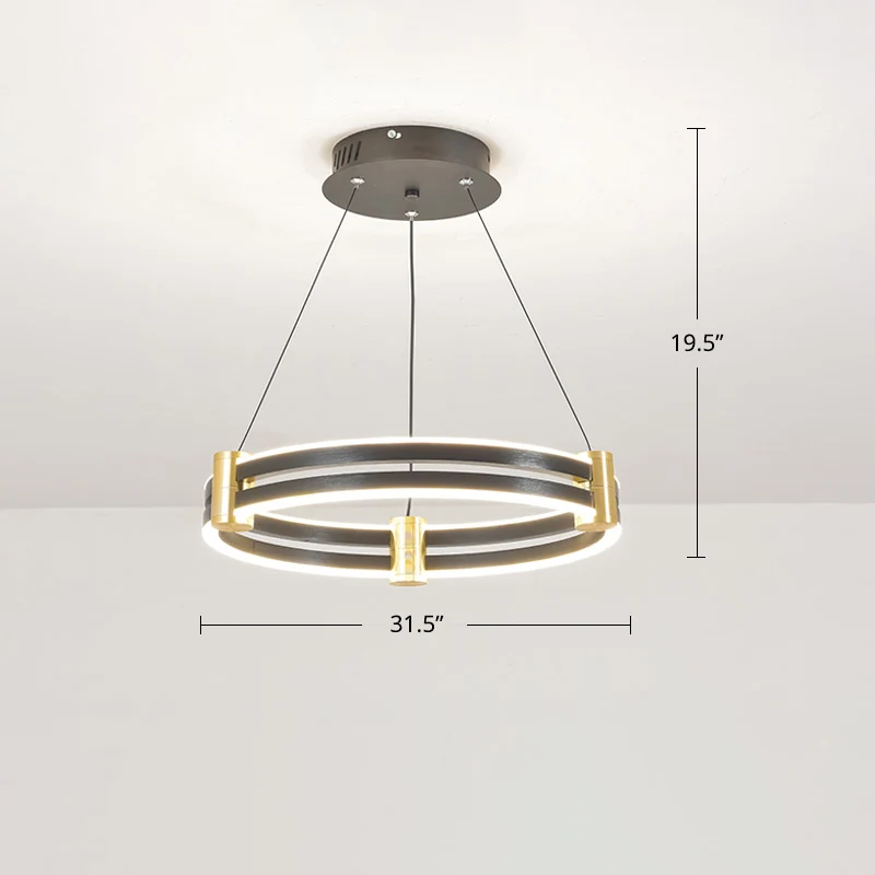 Gouden en zwarte cirkel hanglamp postmoderne LED acryl kroonluchter voor eetkamer Clearhalo