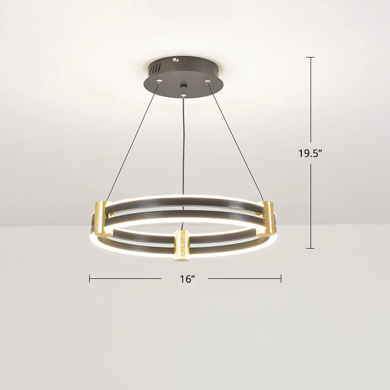 Gouden en zwarte cirkel hanglamp postmoderne LED acryl kroonluchter voor eetkamer Clearhalo