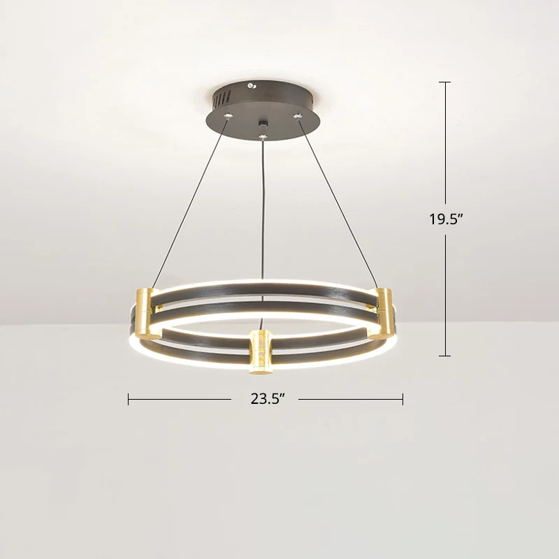 Gouden en zwarte cirkel hanglamp postmoderne LED acryl kroonluchter voor eetkamer Clearhalo