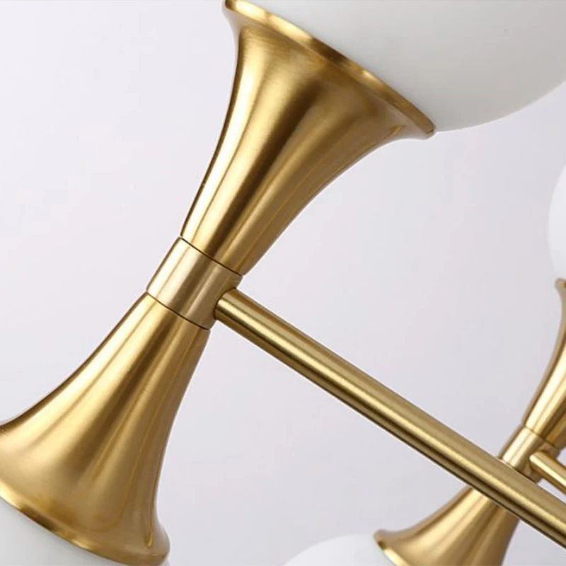 Goudkleurige Molecule Kroonluchter Minimalistische, hangende hanglamp van mat wit glas Clearhalo
