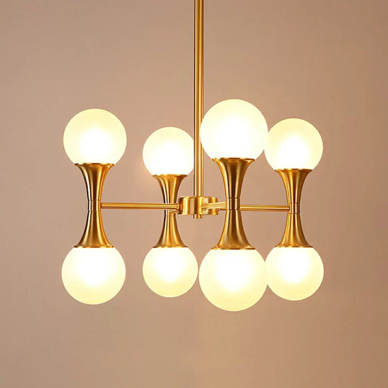 Goudkleurige Molecule Kroonluchter Minimalistische, hangende hanglamp van mat wit glas Clearhalo