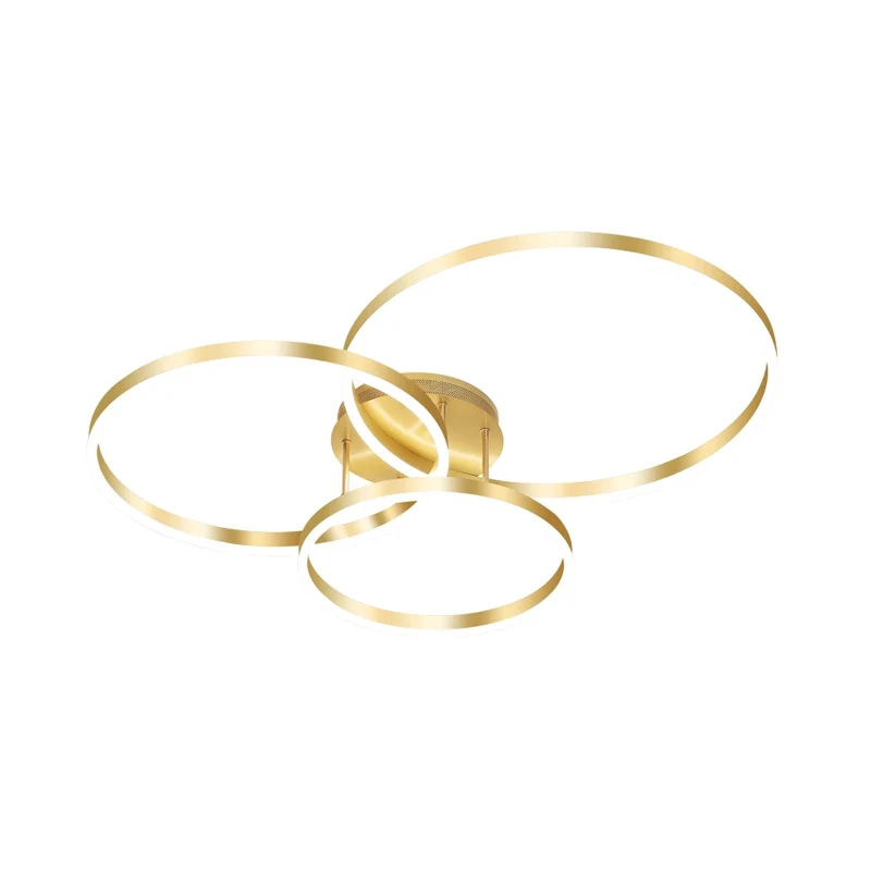 Goud/koffie LED-plafondarmatuur met 3 ringen, minimalistische acryl semi-inbouwlamp warm/wit licht Clearhalo