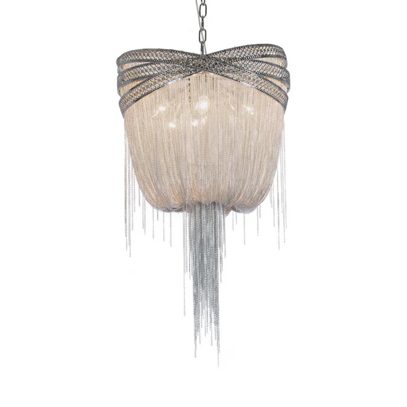 Goud/Zilver 4/6/8 Lichten Kroonluchter Verlichting Rustiek Metaal Gedrapeerd Kralen Hangend Lichtpunt, 16"/19.5"/23.5" Bre...