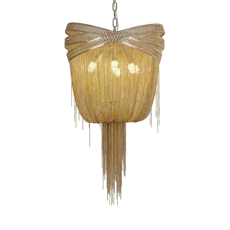 Goud/Zilver 4/6/8 Lichten Kroonluchter Verlichting Rustiek Metaal Gedrapeerd Kralen Hangend Lichtpunt, 16"/19.5"/23.5" Bre...