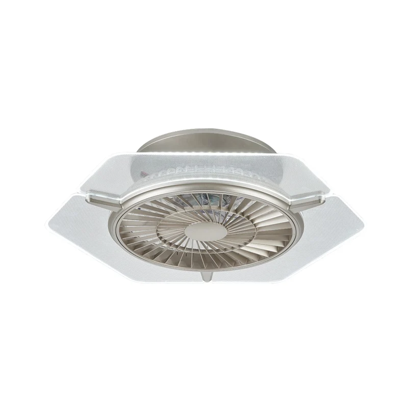 Goud/Zilver LED-plafondventilator Verlichting Modernisme Metaal Rond/Zeshoek Semi-inbouw voor woonkamer, 23,5" breed Clear...