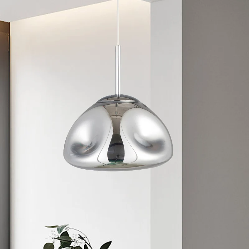 Goud/Zilver/Rose Goud Smeltvorm Hanglamp Moderne Hanglampset met 1 lichts kuiltjes en geblazen glas Clearhalo
