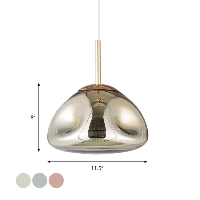 Goud/Zilver/Rose Goud Smeltvorm Hanglamp Moderne Hanglampset met 1 lichts kuiltjes en geblazen glas Clearhalo