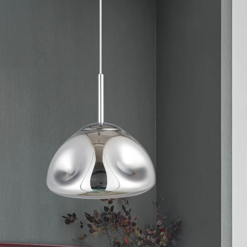 Goud/Zilver/Rose Goud Smeltvorm Hanglamp Moderne Hanglampset met 1 lichts kuiltjes en geblazen glas Clearhalo