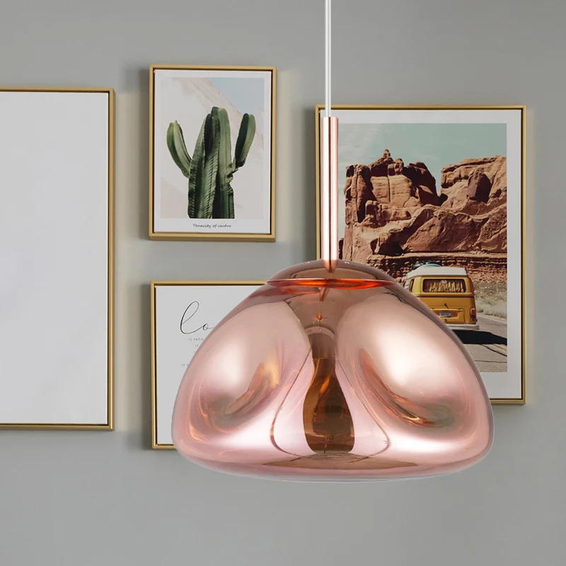 Goud/Zilver/Rose Goud Smeltvorm Hanglamp Moderne Hanglampset met 1 lichts kuiltjes en geblazen glas Clearhalo