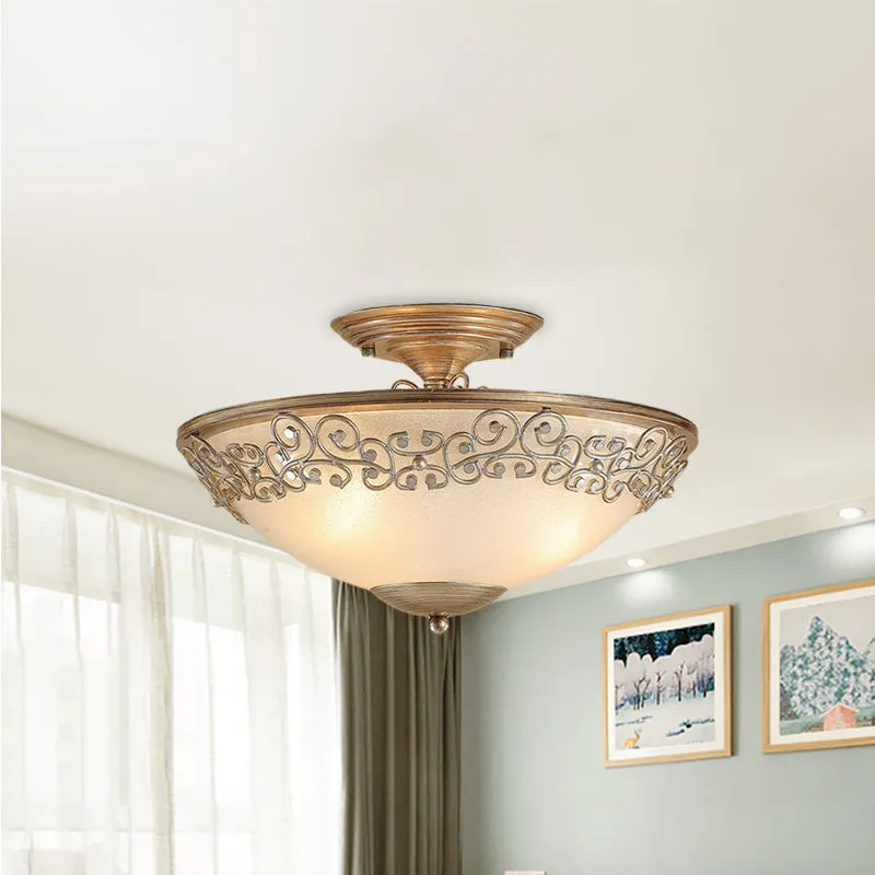 Goud/zwarte plafondverlichting met antieke opaalglas, 5 lampen, eetkamer, semi-inbouw met metalen frame Clearhalo