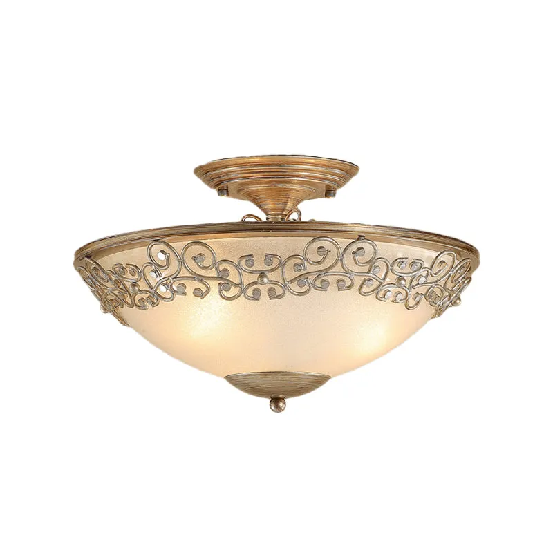 Goud/zwarte plafondverlichting met antieke opaalglas, 5 lampen, eetkamer, semi-inbouw met metalen frame Clearhalo