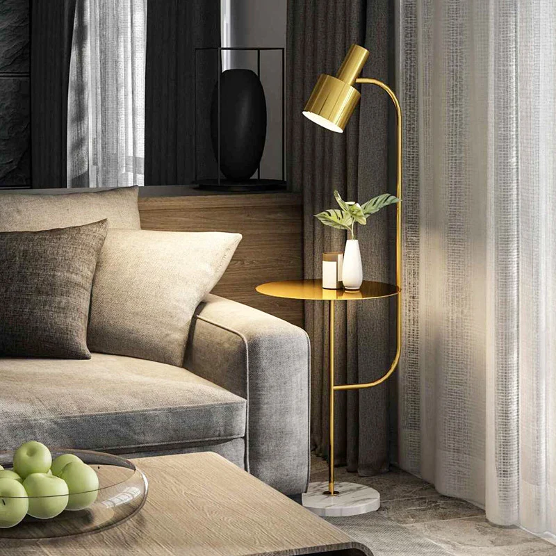 Grenade Metal Spotlight Vloerlamp Postmoderne 1-lichts staande lamp met dienblad voor woonkamer Clearhalo