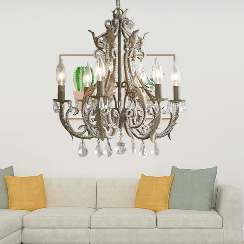 Grijs/witte Spur kroonluchter moderne 5/6 hoofden kristallen plafond hanglamp voor woonkamer Clearhalo