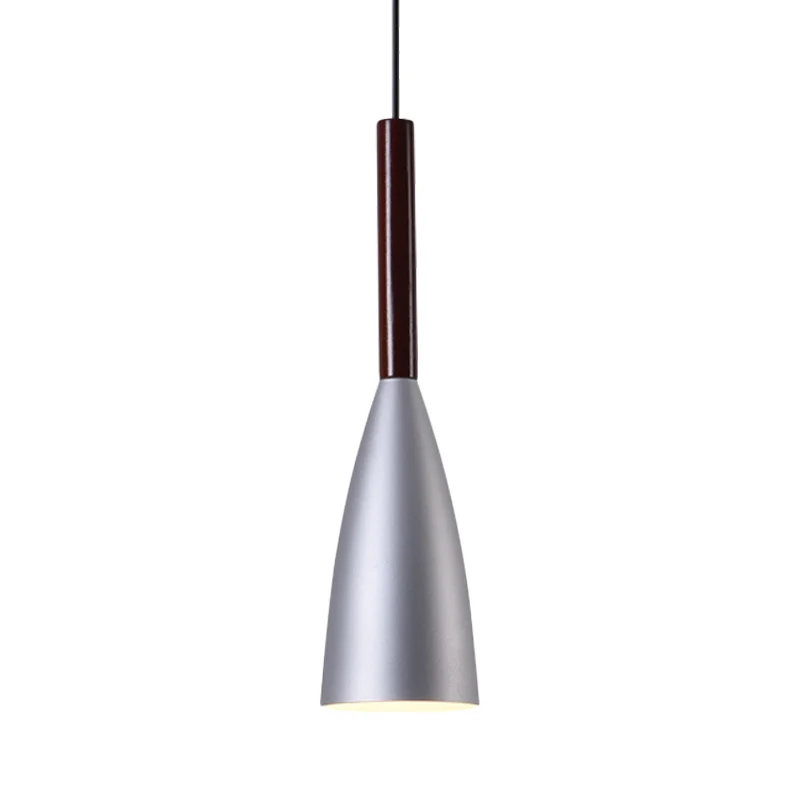Grijze trompet-slingerlamp Nordic 1-kops aluminium plafondhanglamp voor nachtkastje Clearhalo
