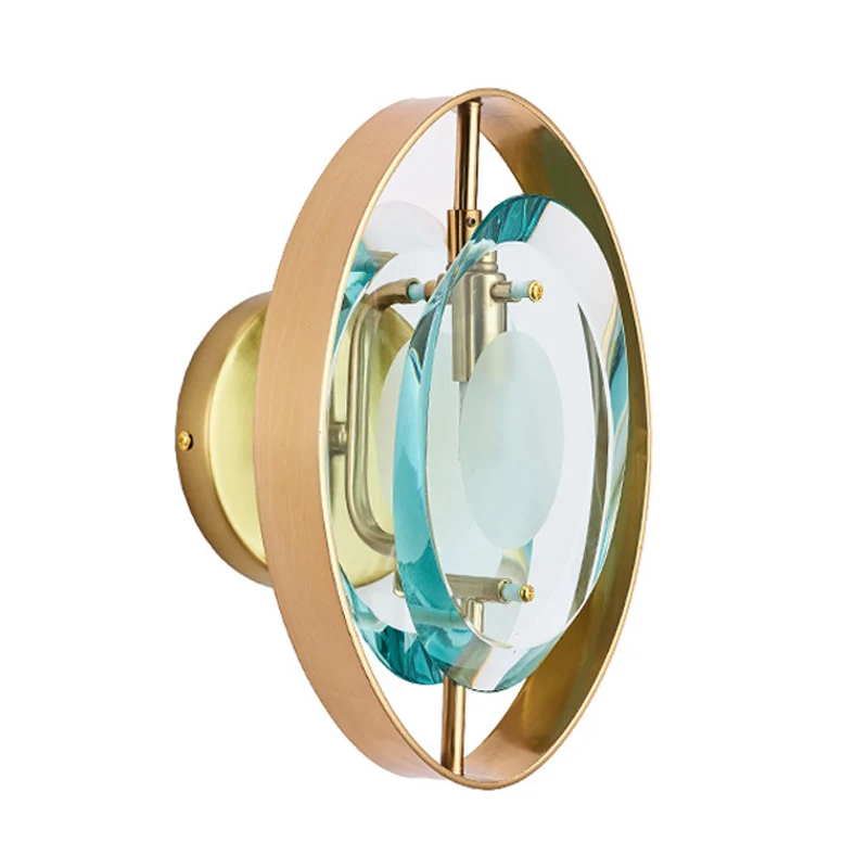 Groene kristallen gouden wandlamp elliptische vintage wandkandelaar met enkele kop en ronde achterplaat Clearhalo