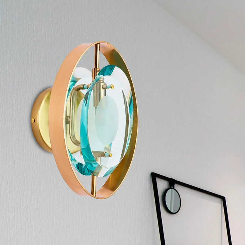 Groene kristallen gouden wandlamp elliptische vintage wandkandelaar met enkele kop en ronde achterplaat Clearhalo