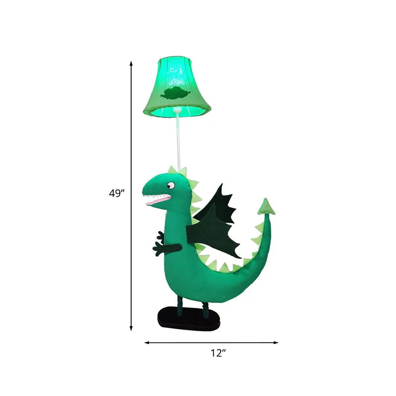 Groene pluche dinosaurus vloerlamp cartoon 1 lamp stof staande lamp met schaduw voor kinderkamer Clearhalo