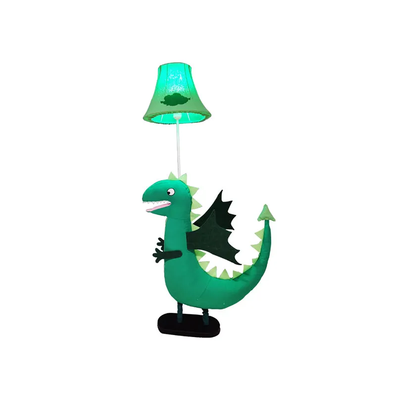 Groene pluche dinosaurus vloerlamp cartoon 1 lamp stof staande lamp met schaduw voor kinderkamer Clearhalo