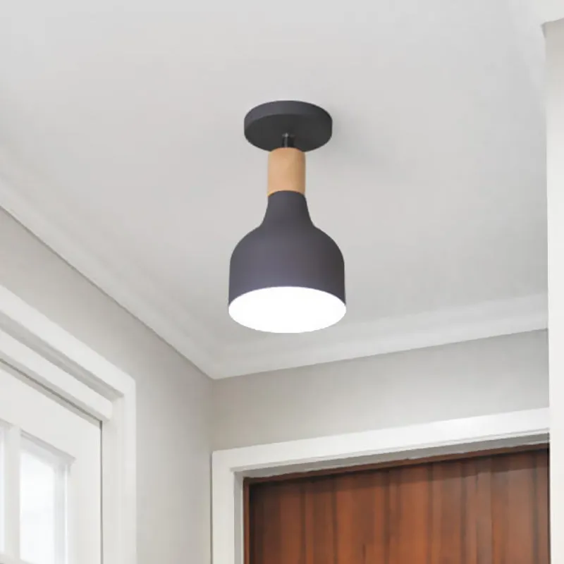 Groen/Wit/Grijze halfinbouwlamp met kap Scandinavisch metaal 1-lamps halfinbouwplafondlamp voor binnen Clearhalo