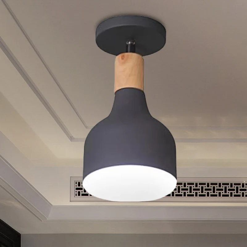 Groen/Wit/Grijze halfinbouwlamp met kap Scandinavisch metaal 1-lamps halfinbouwplafondlamp voor binnen Clearhalo