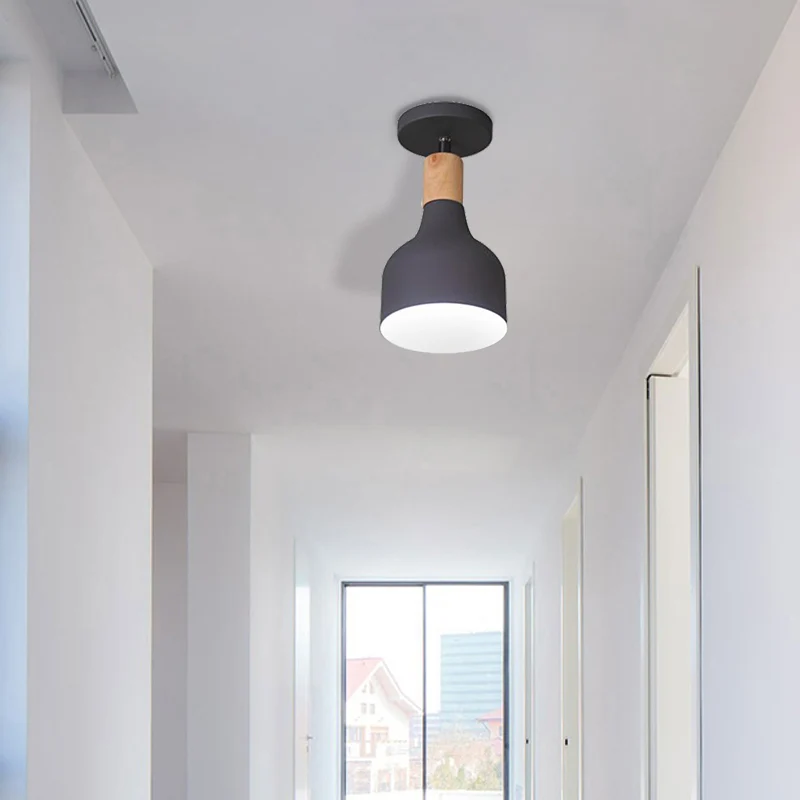 Groen/Wit/Grijze halfinbouwlamp met kap Scandinavisch metaal 1-lamps halfinbouwplafondlamp voor binnen Clearhalo