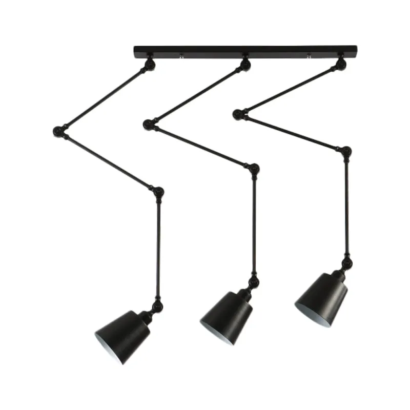 Groen/zwarte hanglamp met bellencluster Nordic 3-kops metalen hanglampset met verstelbare arm Clearhalo